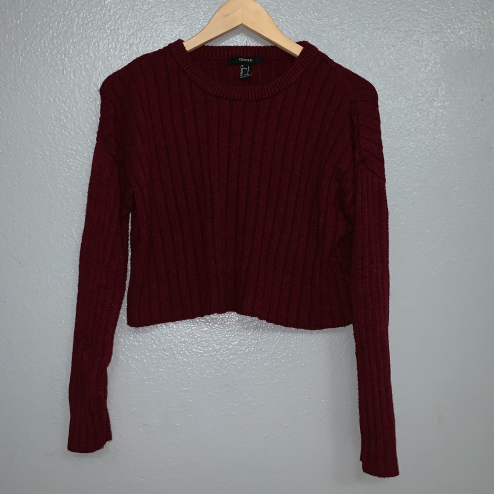 Maroon Cropped Top Sweater forever 21